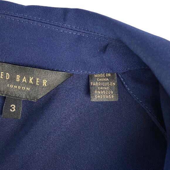 Ted Baker Flan Belted Long Sleeve Utility Romper Jumpsuit Navy Blue, Size 8 - Picture 7 of 11